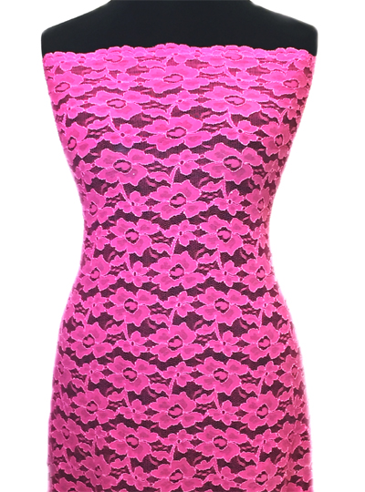 Re-embroidered stretch lace - NEON PINK